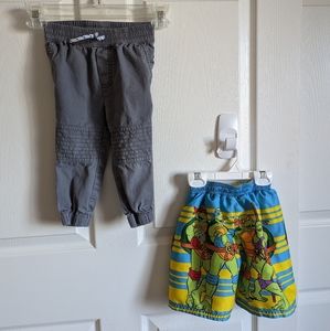 Ninja turtles swim trunks & joggers toddler 2t dark gray summer swimsuit blue